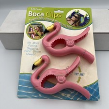 FLAMINGO Boca Clips Beach Towel Holders Set of 2 Large Bag Or Towel Clips NEW