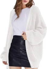 Cardigan Sweaters for Women 100% Cotton Button-Down Oversized Knit Outerwear