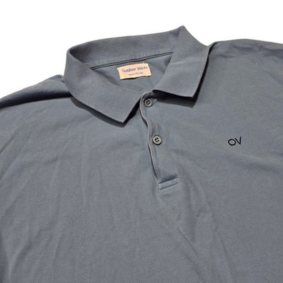 Outdoor Voices Polo Mens Large Blue Short Sleeve Pique Cotton Golf Active