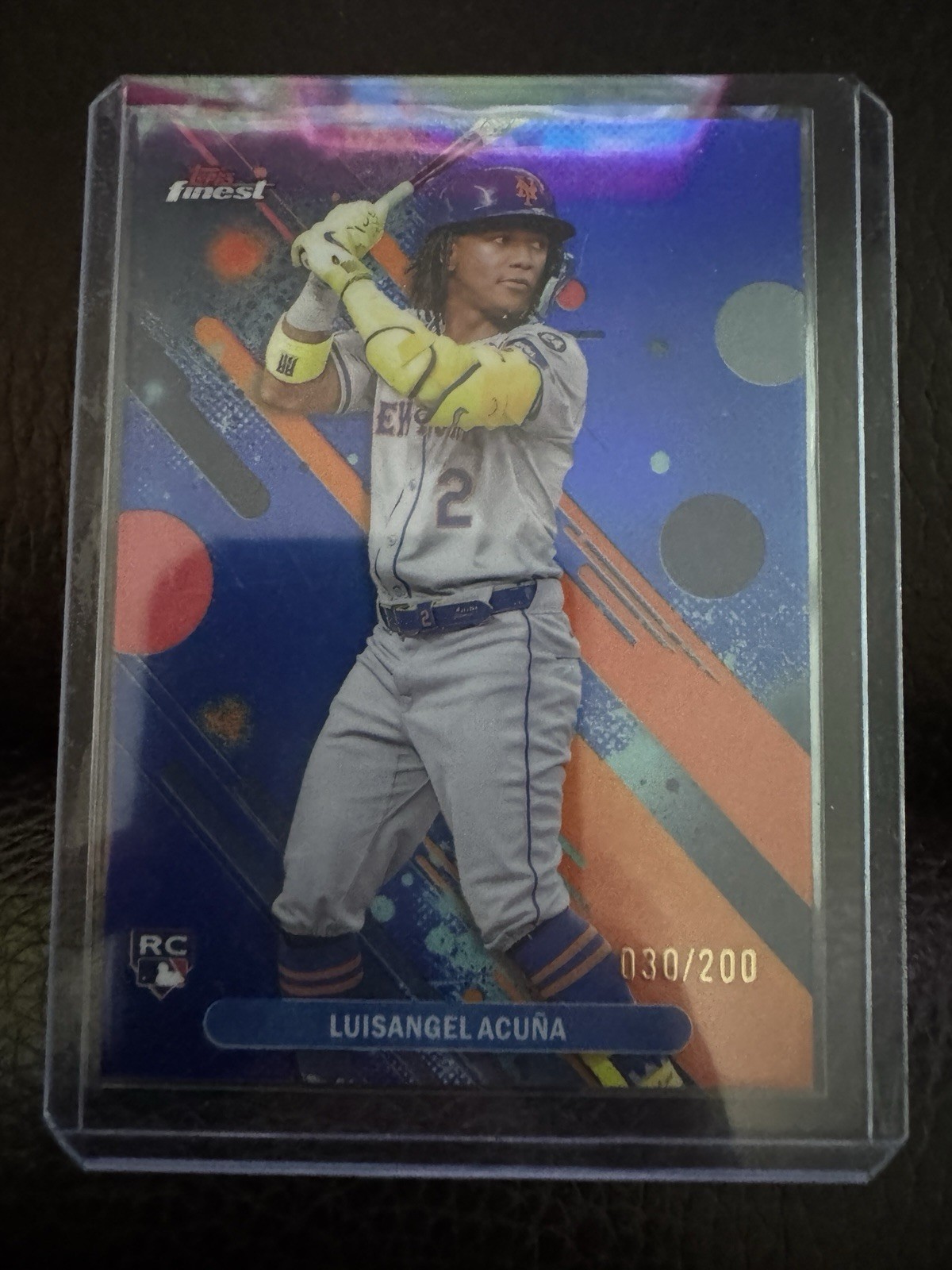 2025 Topps Finest - Common Luisangel Acuna #52 Blue Refractor /200 (RC)
