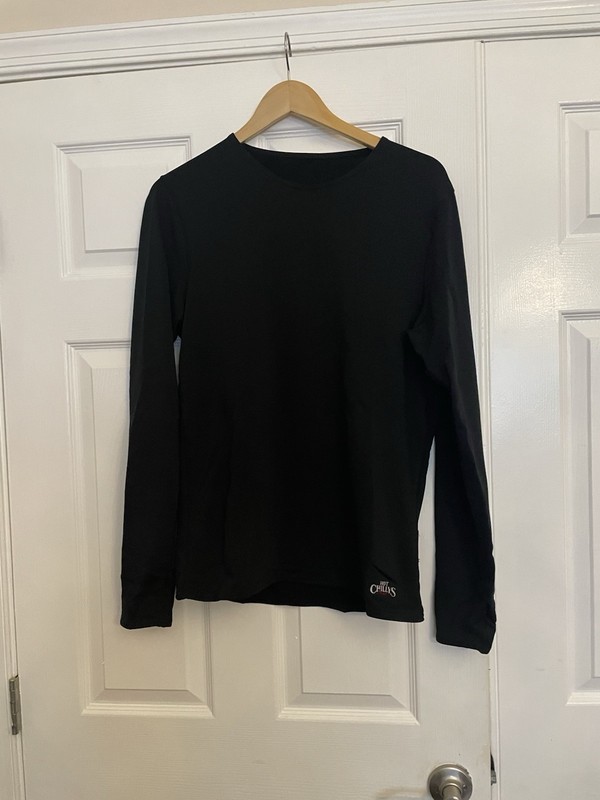 Hot Chillys Men's Black Long Sleeve Base Layer Top Shirt Size L HC8628