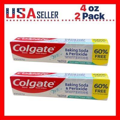 Colgate Baking Soda x [2 Pack] Peroxide Whitening Brisk Mint Toothpaste, 4.0oz