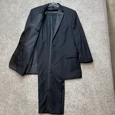Lauren Ralph Lauren Tuxedo Suit Mens 46L Black Wool Satin Notch Lapel Formal Set