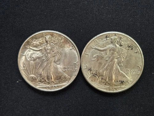 (2) 1943 WALKING LIBERTY 1/2 Dollars - 90% Silver AU