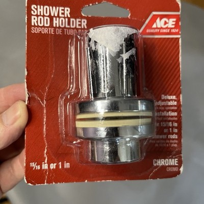 ACE Deluxe Adjustable Chrome Shower Rod Holder 15/16 in or 1 in Easy Install