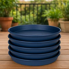 6 Pack Blue Plastic Plant Saucers 4 Inch Heavy Duty Drip Trays for Indoor Pots