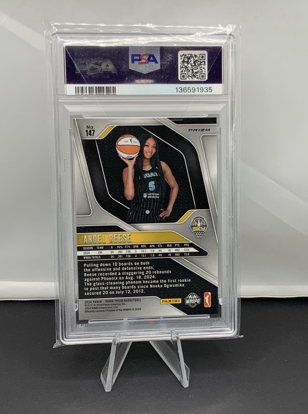 2024 Angel Reese Prizm Green Rookie PSA 10 view 2