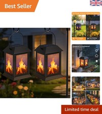 Elegant Set of 2 Solar Lanterns - Warm White Glow with USB Charging Capability