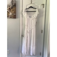 Old Navy White Ruffle Cami Maxi Dress XL Tall Cotton Blend Tiered 412866-00-1