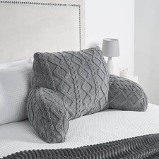 Cuddle Cushion for Adults, Reading Pillow for Bed Sofa Cable Knit - Grey