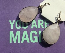 Rose Quartz & Shell Cluster Dangle Earrings B...