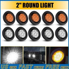 2" Inch 10pcs White Amber LED Round Marker Light w/ Grommet for Truck RV Trailer