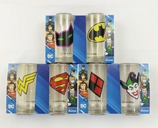 DC Comics Collector Glass Set of 6 Batman Superman Wonder Woman Joker Harley