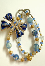 Floral Bow Purse Charm Phone Charm Keychain Beaded Crystal Gold Tone 6"