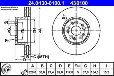 2x ATE Bremsscheibe 24.0130-0100.1 f&uuml;r MERCEDES KLASSE W140 C140 300 140 028 SEL