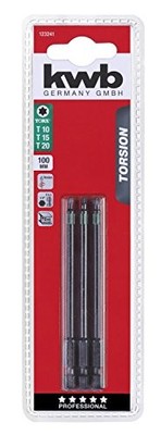 Torx Bits Set 3 Stück 100 mm T10 T15 T20 Torsion kwb 123241 ISO 1173 C6.3