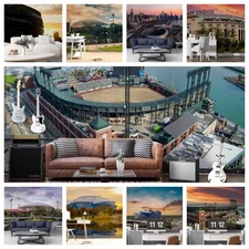 3D Sunset City River Self-adhesive Wallpaper Removable Wallpaper Wall Mural