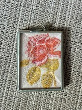Jewel Kade -“Floral Pendant” / “Post Card”-Pewter Beveled Shadow Box Style Charm