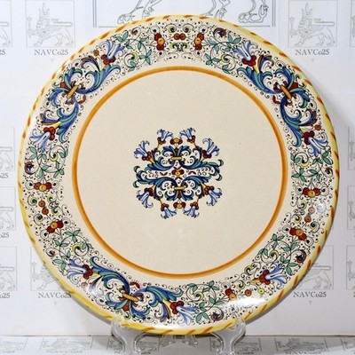 MOMA  Handcrafted Artisan Ceramics 14'' Pizza/Serving Plate, Scalloped Platter