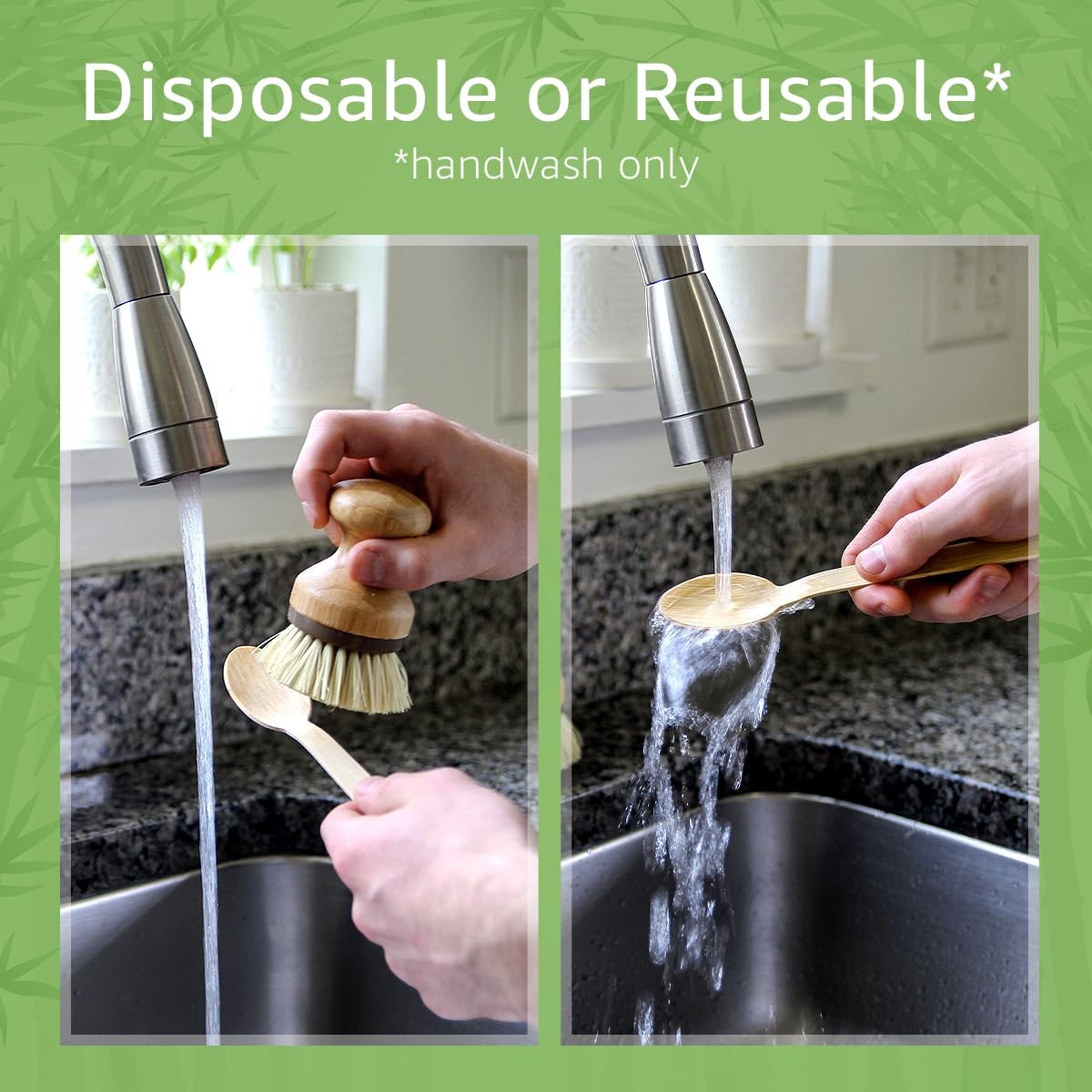 Ibambo 100 Bamboo Spoons Set - Eco Friendly Cutlery 500 Biodegradable Spoons ...