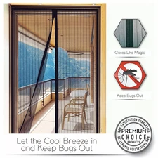 Magnetic Screen Door Mesh Curtain Durable Heavy Duty Mosquito Net Bug Hands Free