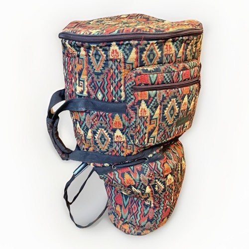 Vintage Apro Tec Djembe Drum Gig Bag Backpack Tapestry Pattern Padded Rasta