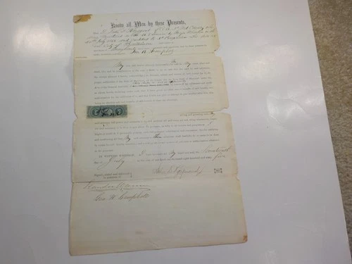 Civil War Document 1865 3rd Maryland Cavalry Power Of Attorney Revenue Stamps