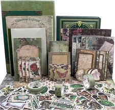 Vintage Scrapbooking Supplies Kit, 185Pcs Junk Journal Kit with Scrapbook Paper