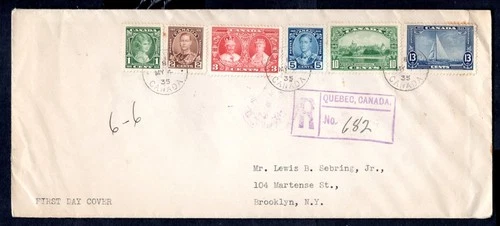 Canada - 1935 KGV Silver Jubilee Registered First Day Cover