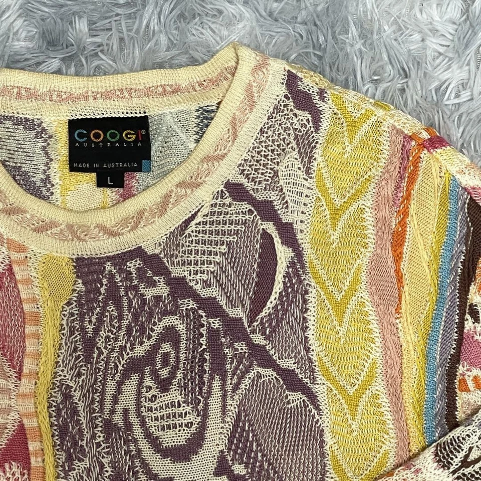 COOGI 3D Knit Sweater L Size Vintage Colorful Design Length 69cm Sleeve 84cm SB - Image 2 of 3