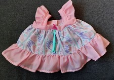 Vtg Fisher Price Puffalumps Kids Doll Clothes Dress Pink Scribble Stripe Print