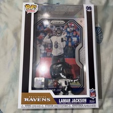 Funko POP Lamar Jackson #09 Baltimore Ravens PANINI Prizm Trading Card EXCLUSIVE