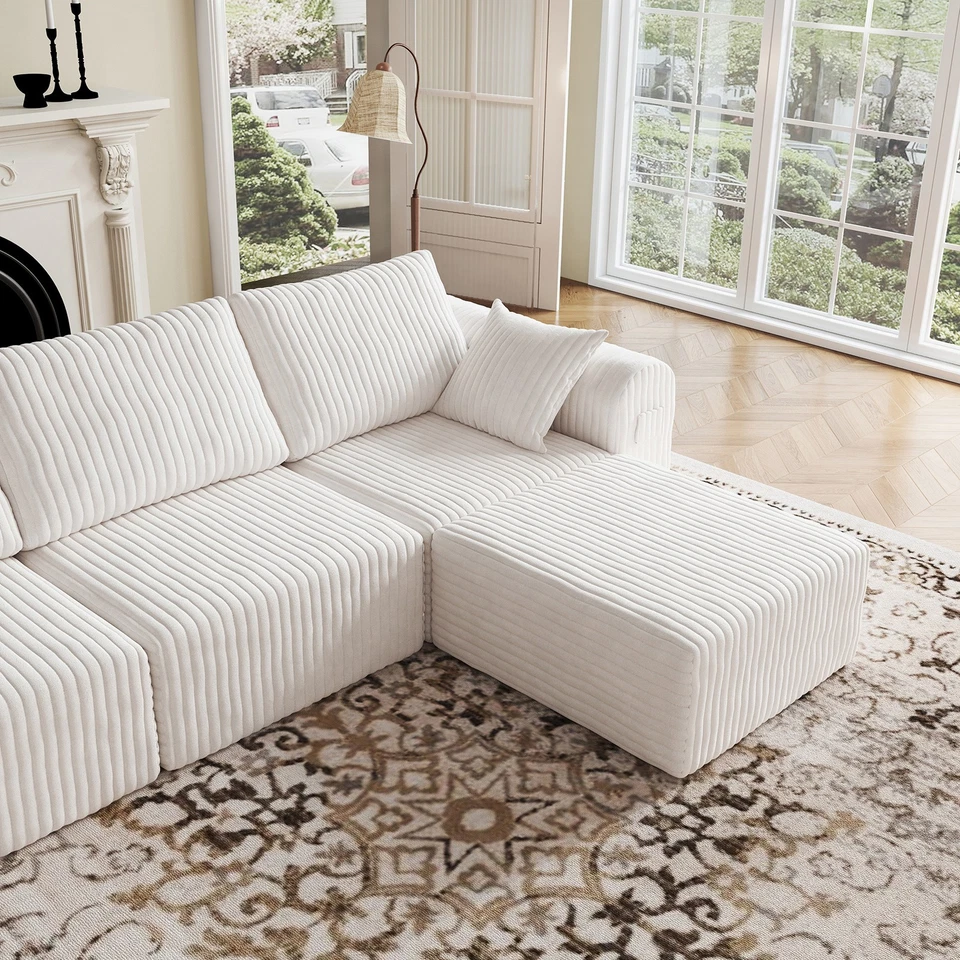 Sectional Couch Modular Sofa Divan Bed 106.3" L-shaped Boneless Combination Sofa - Image 2 of 4