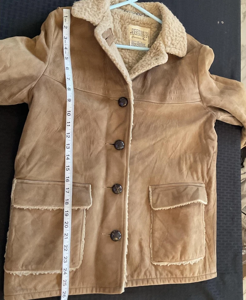 Vintage Deerskin Trading Post Jacket Mens Medium Tan Suede Shearling Lined - Image 4 of 4