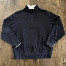 Daniel Cremieux Classics Men's XL Black Quarter Zip Pullover Cotton Sweater LS