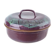 Potternot Pottery Hand Thrown Lidded Casserole Amethyst Blue Drip Glaze