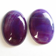 2Pcs 35x25x7mm Purple Onyx Agate Oval Cab Cbochon D87007