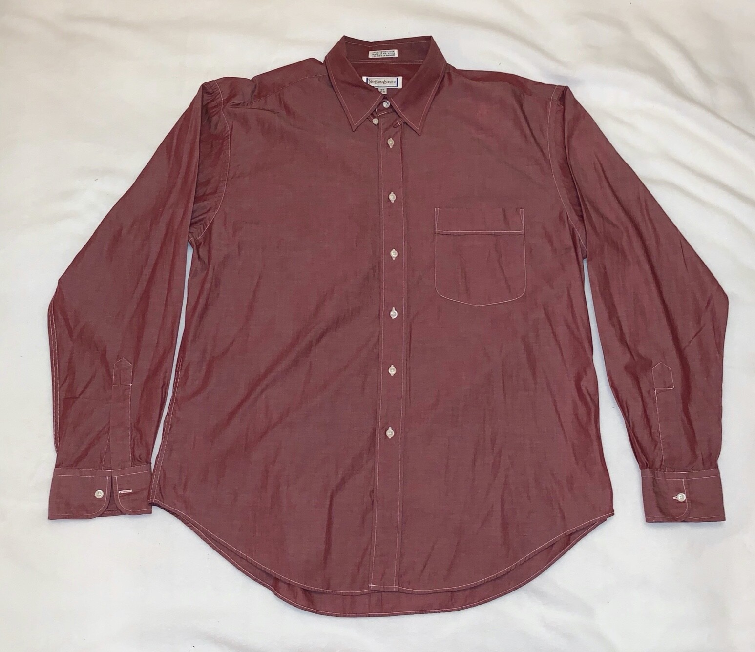 Polo Yves Saint Laurent Wine con bottoni usata taglia 16 1 2 (34 35)