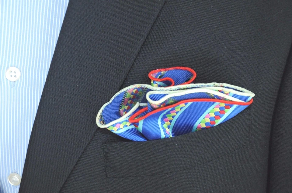 Lord R Colton Masterworks Pocket Royal Striped Survival Silk - $75 Retail New - Image 2 of 2