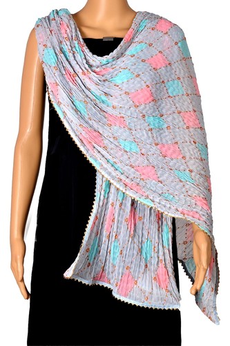 Crushed Dupatta for Women Shawl Scarf Wrap ChunniGray D246GRA - Picture 2 of 4