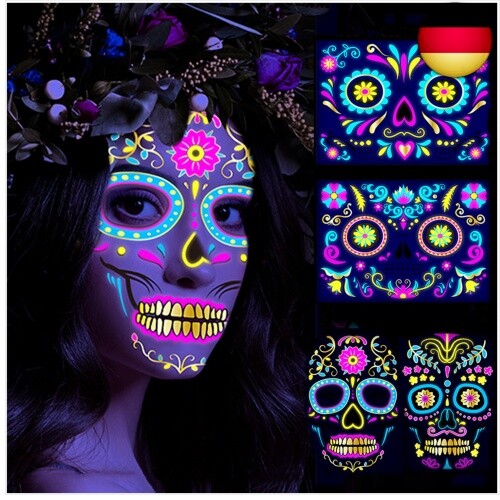 Halloween Sugar Skull Aufkleber 120 Stück - Dia De Los Muertos Deko