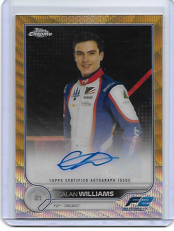 CALAN WILLIAMS 2022 Topps Chrome Formula 1 F2 GOLD REFRACTOR Auto Autograph /50