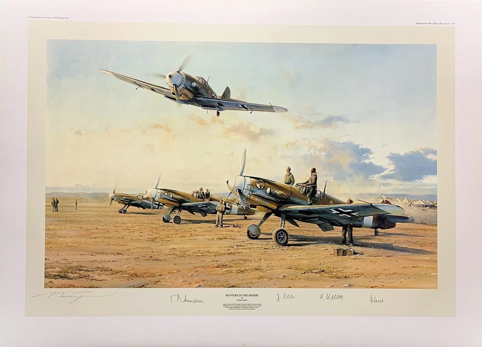 Cazadores en el desierto por Robert Taylor impresión artística firmada por Desert Luftwaffe Aces Foto 2 de 2