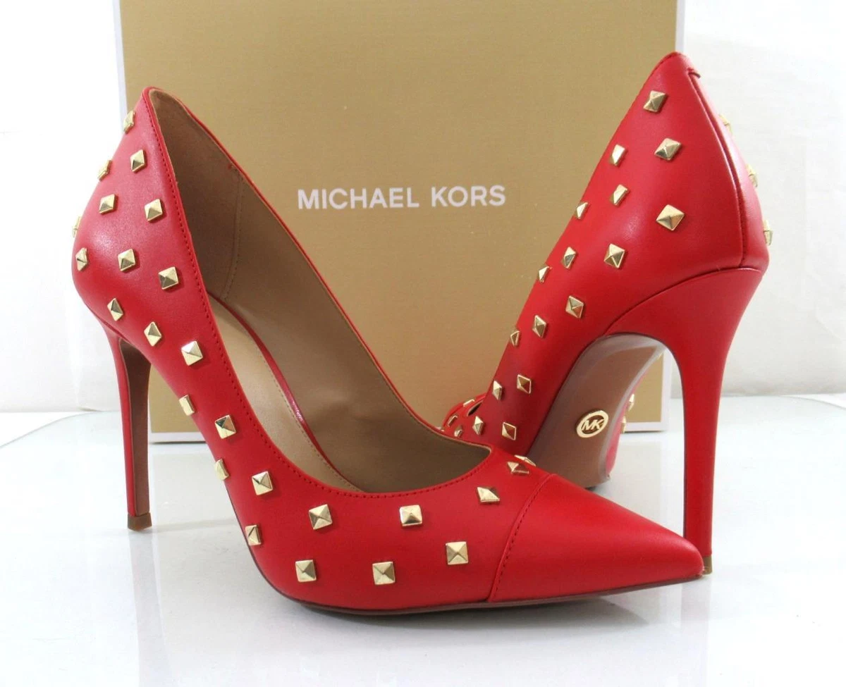 Michael Kors Keke Toe Cap Pump Pointy Pyramid Studs Leather