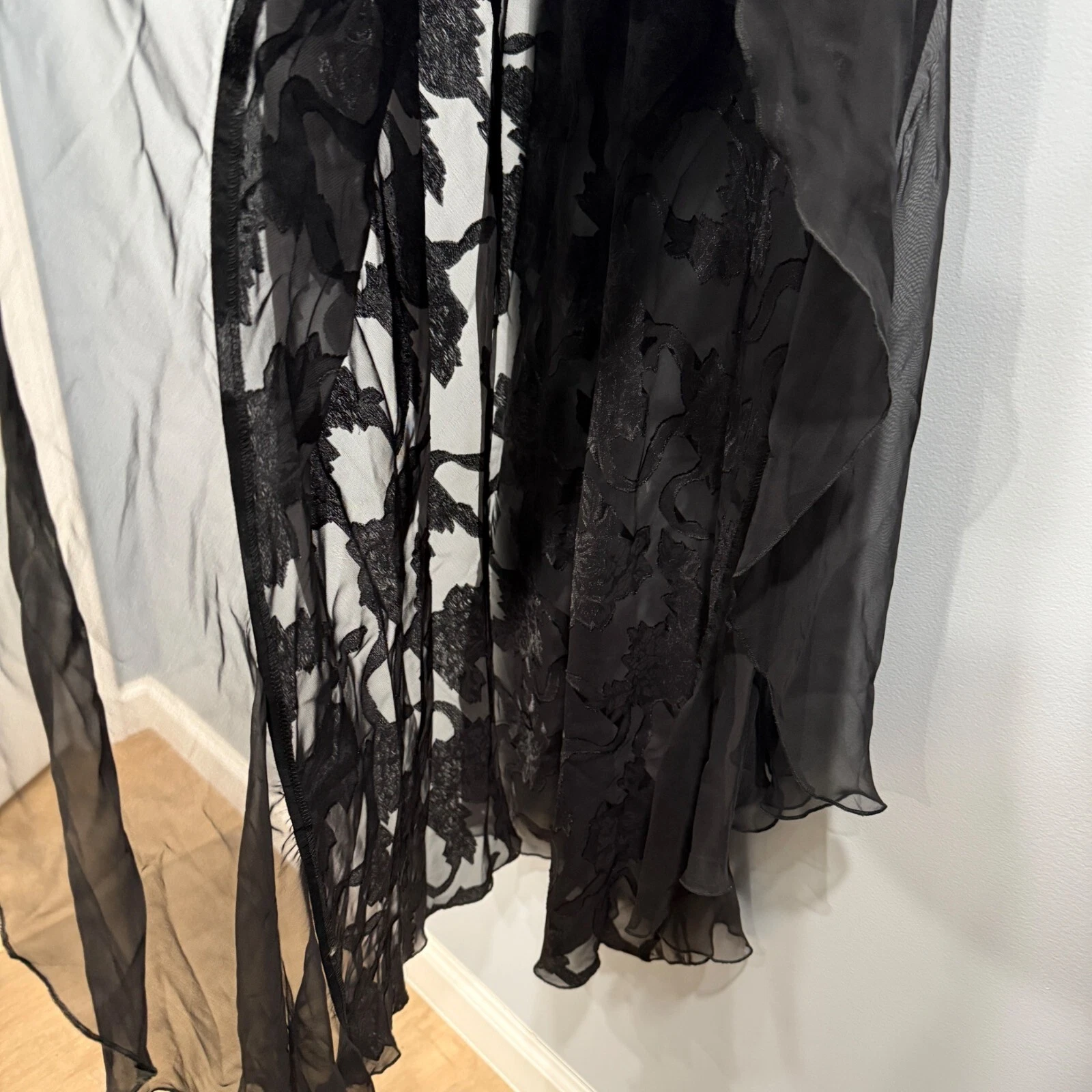 UNDERCOVER Abito slip nero Victoria's Secret vintage anni 90 maglia chiffon floreale burnout taglia L