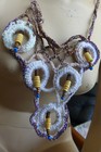 HANDMADENECKLACE STATEMENT CROCHETED FIBER ART AND BEADS NO METAL SPECIAL GIFT