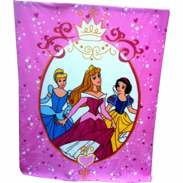 Disney Princess Throw Blanket Fleece 50" x 60" Pink Cinderella Snow