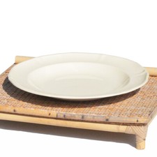 Grand plat rond ancien 32.5 cm en faïence de Villeroy & Boch coloris ivoire