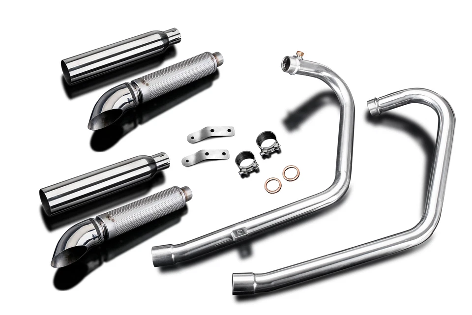 Silenciadores completos de escape Triumph Bonneville Bobber 16" de acero inoxidable con punta curva Foto 2 de 3