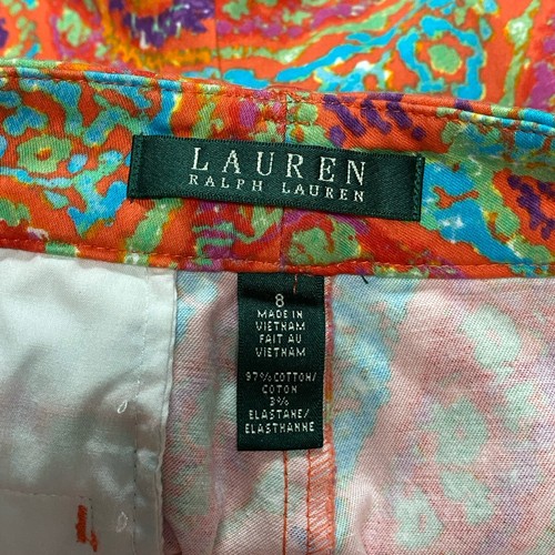 LAUREN Ralph Lauren Women’s Sz 8 Orange Colorful Paisley Print Chino Shorts - Picture 5 of 9